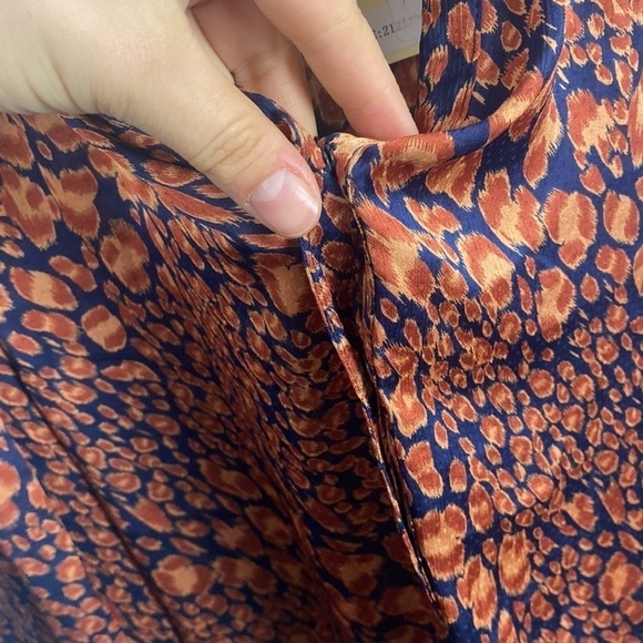 Anthropologie See U Soon Orange Navy Blue Splotch Animal Print Blouse - Size S - Picture 8 of 12